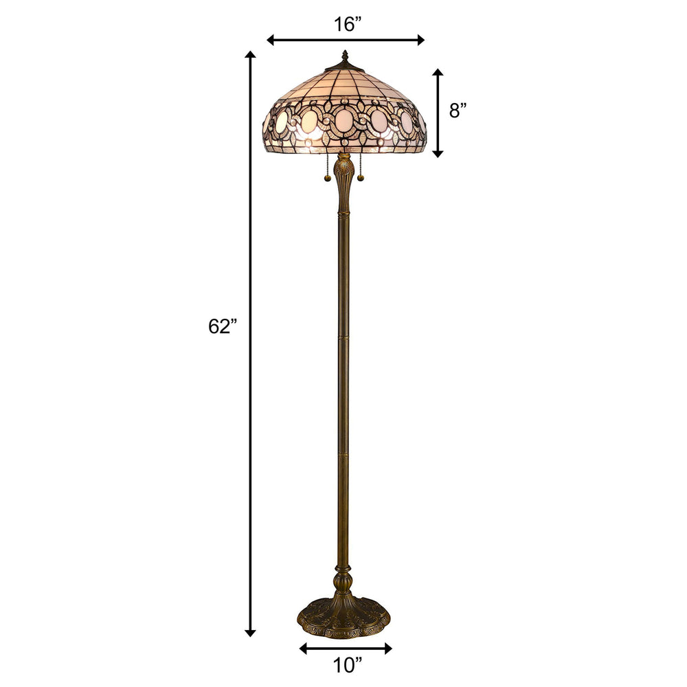 63" Brown Two Light Traditional Shaped Floor Lamp With White Stained Glass Bowl Shade - Homeroots - Flyclothing LLC