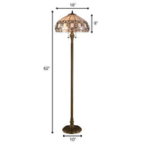 63" Brown Two Light Traditional Shaped Floor Lamp With White Stained Glass Bowl Shade - Homeroots - Flyclothing LLC