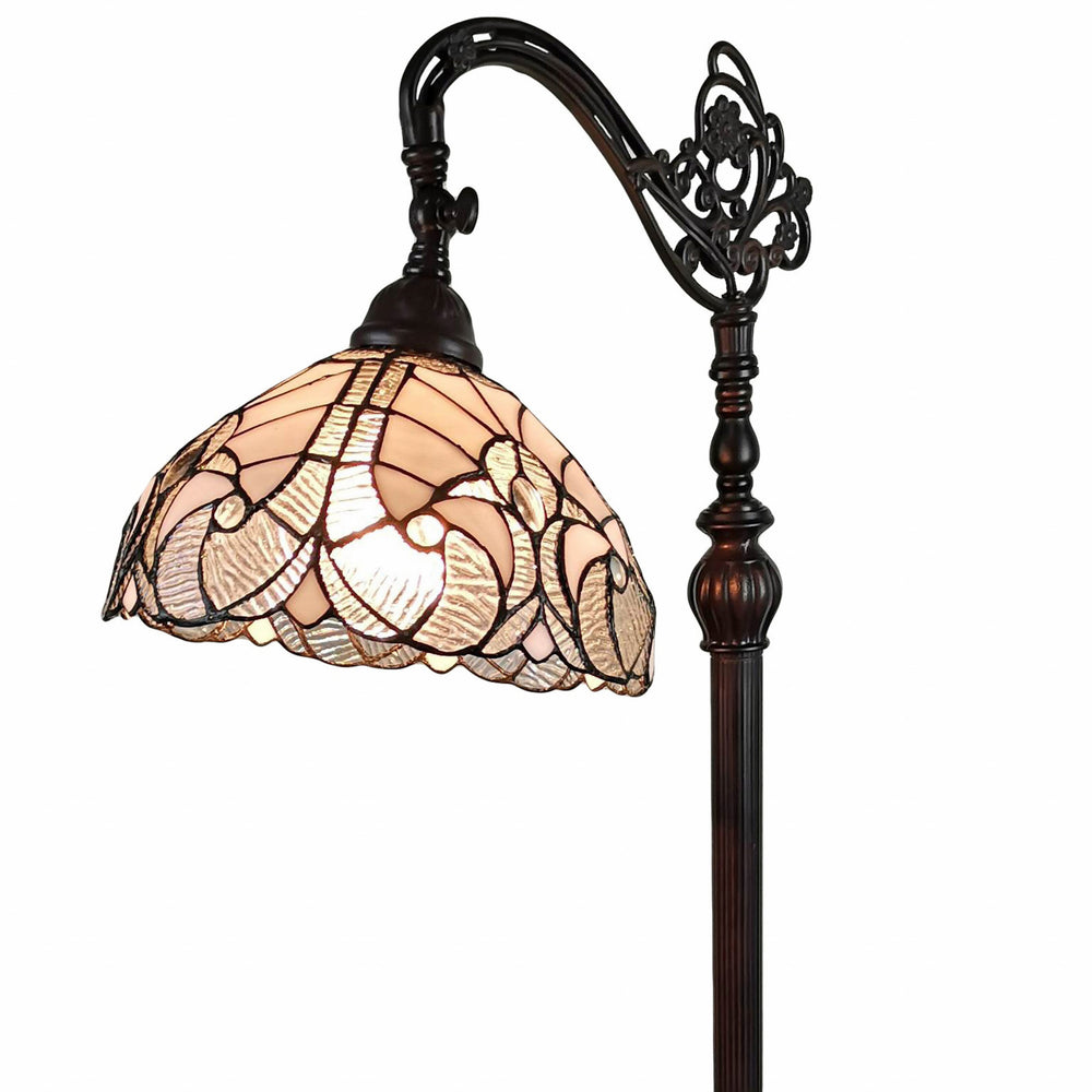 62" Brown Traditional Shaped Floor Lamp With White Stained Glass Bowl Shade - Homeroots - Flyclothing LLC