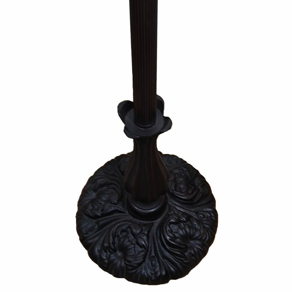 62" Brown Traditional Shaped Floor Lamp With White Stained Glass Bowl Shade - Homeroots - Flyclothing LLC