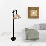 62" Brown Traditional Shaped Floor Lamp With White Stained Glass Bowl Shade - Homeroots - Flyclothing LLC