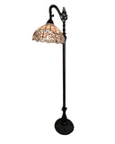 62" Brown Metal Arched Floor Lamp With White Geometric Stained Glass Shade - Homeroots