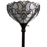 62" Brown Traditional Shaped Floor Lamp With White Stained Glass Bowl Shade - Homeroots