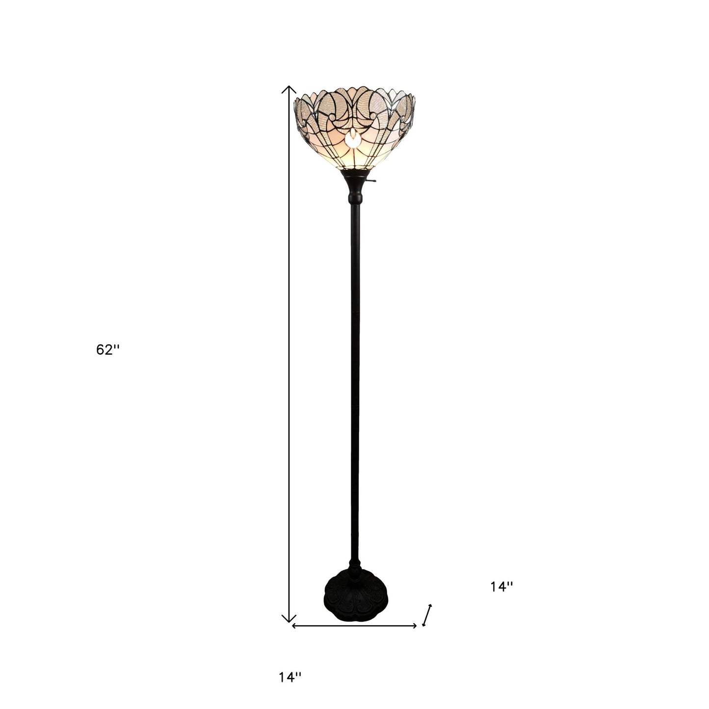 62" Brown Traditional Shaped Floor Lamp With White Stained Glass Bowl Shade - Homeroots - Flyclothing LLC