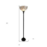 62" Brown Traditional Shaped Floor Lamp With White Stained Glass Bowl Shade - Homeroots - Flyclothing LLC