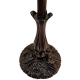 62" Brown Metal Arched Floor Lamp With Amber and Red Flowers Stained Glass Shade - Homeroots - Flyclothing LLC