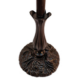 62" Brown Metal Arched Floor Lamp With Amber and Red Flowers Stained Glass Shade - Homeroots