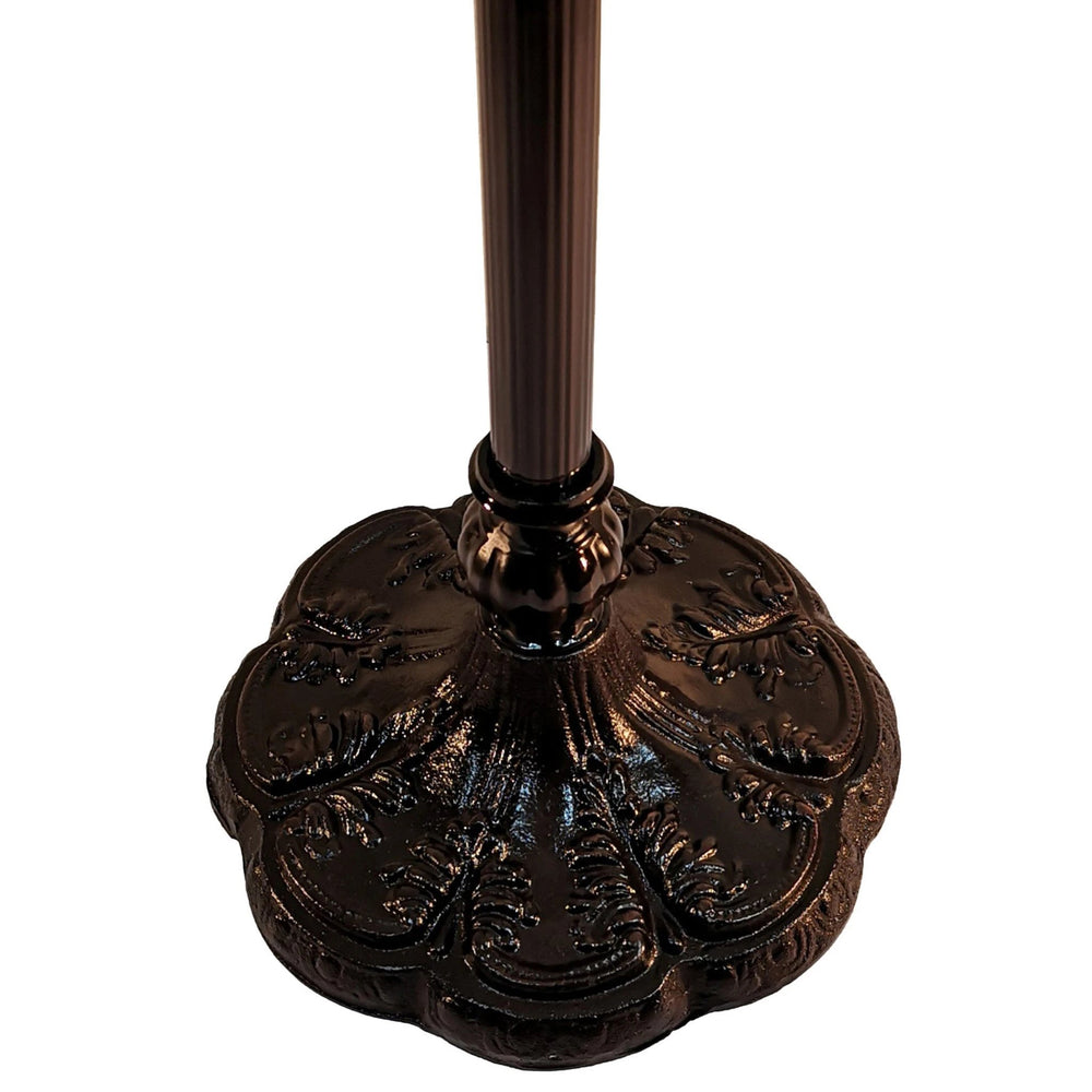 62" Brown Traditional Shaped Floor Lamp With White Peacock Feather Stained Glass Dome Shade - Homeroots - Flyclothing LLC
