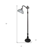 72" Brown Traditional Shaped Floor Lamp With White Peacock Feather Stained Glass Dome Shade - Homeroots - Flyclothing LLC