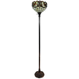 62" Brown Traditional Shaped Floor Lamp With White And Brown Stained Glass Bowl Shade - Homeroots