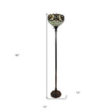 62" Brown Traditional Shaped Floor Lamp With White And Brown Stained Glass Bowl Shade - Homeroots - Flyclothing LLC