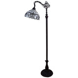 62" Brown Traditional Shaped Floor Lamp With White Stained Glass Bowl Shade - Homeroots