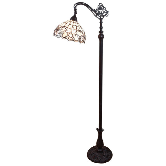 62" Brown Traditional Shaped Floor Lamp With White Stained Glass Bowl Shade - Homeroots