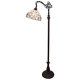 62" Brown Traditional Shaped Floor Lamp With White Stained Glass Bowl Shade - Homeroots