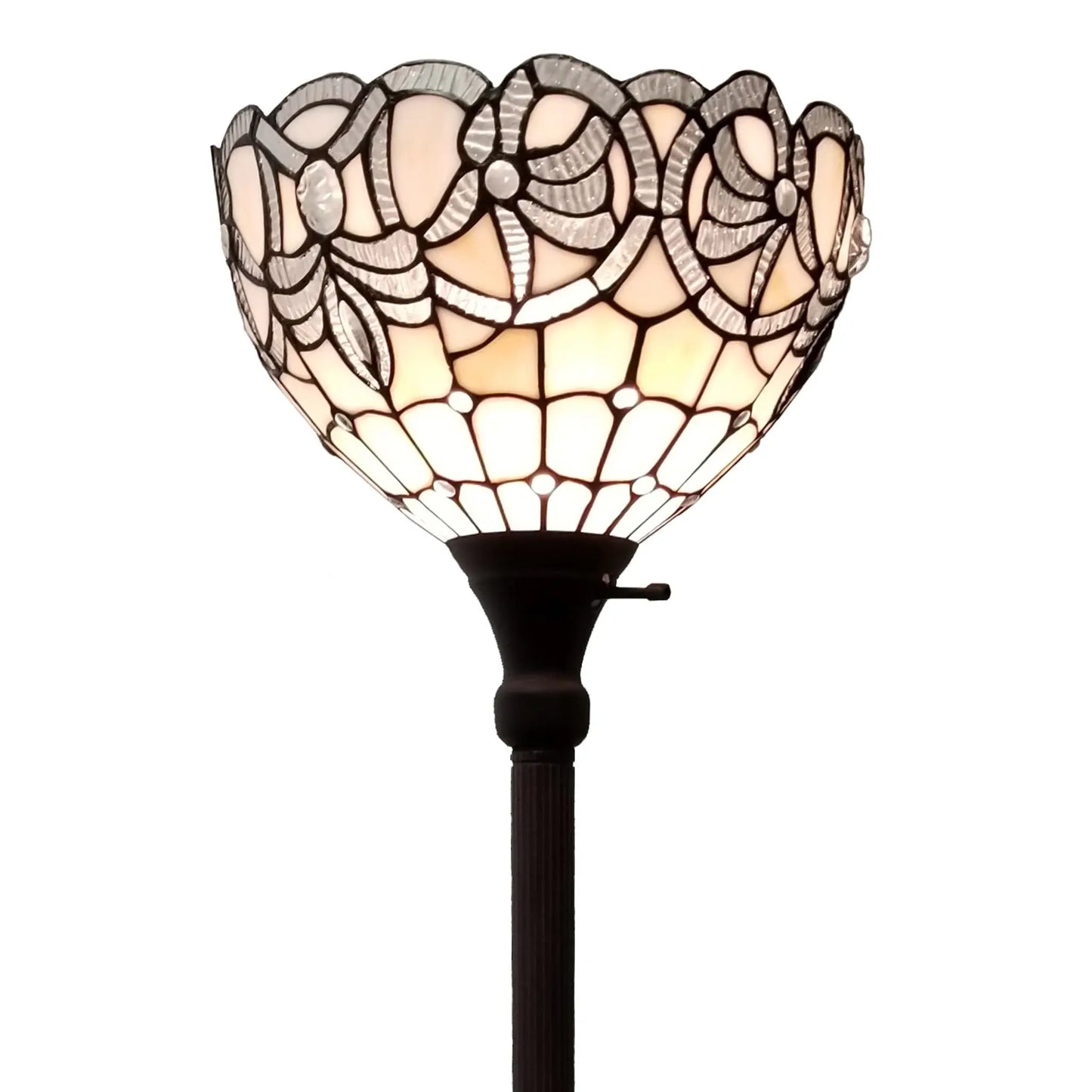 72" Brown Traditional Shaped Floor Lamp With Brown Stained Glass Bowl Shade - Homeroots - Flyclothing LLC