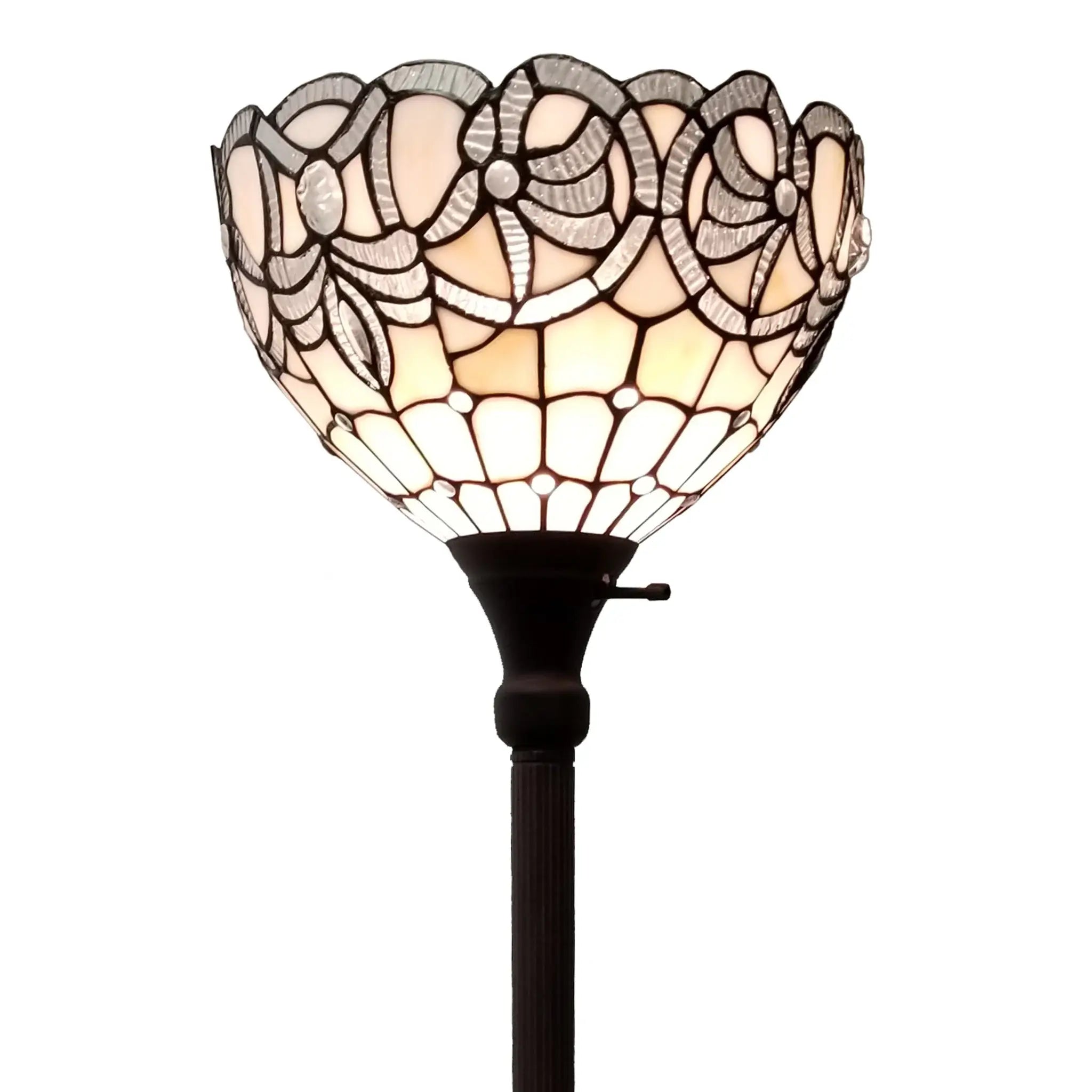 72" Brown Traditional Shaped Floor Lamp With Brown Stained Glass Bowl Shade - Homeroots - Flyclothing LLC