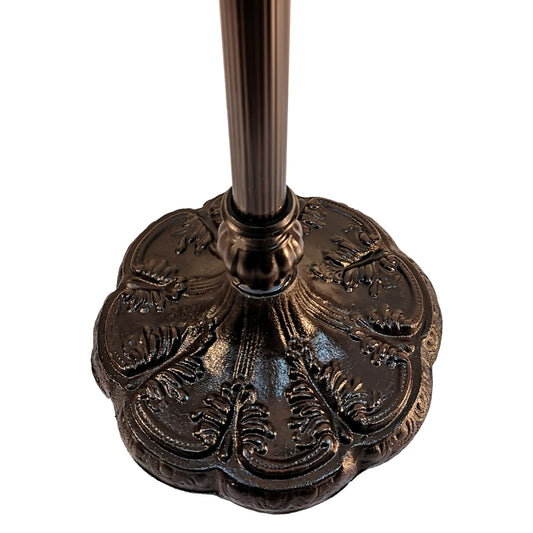 63" Brown Two Light Traditional Shaped Floor Lamp With Brown And White Stained Glass Drum Shade - Homeroots