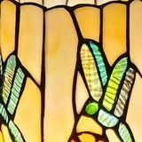 11" Beige and Green Dragonfly Stained Glass Accent Lamp - Homeroots