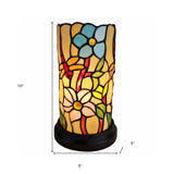 10" Red and Beige Dragonfly Stained Glass Accent Lamp - Homeroots