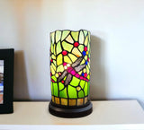 11" Green and Pink Dragonfly Stained Glass Accent Lamp - Homeroots - Flyclothing LLC