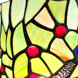 11" Green and Pink Dragonfly Stained Glass Accent Lamp - Homeroots