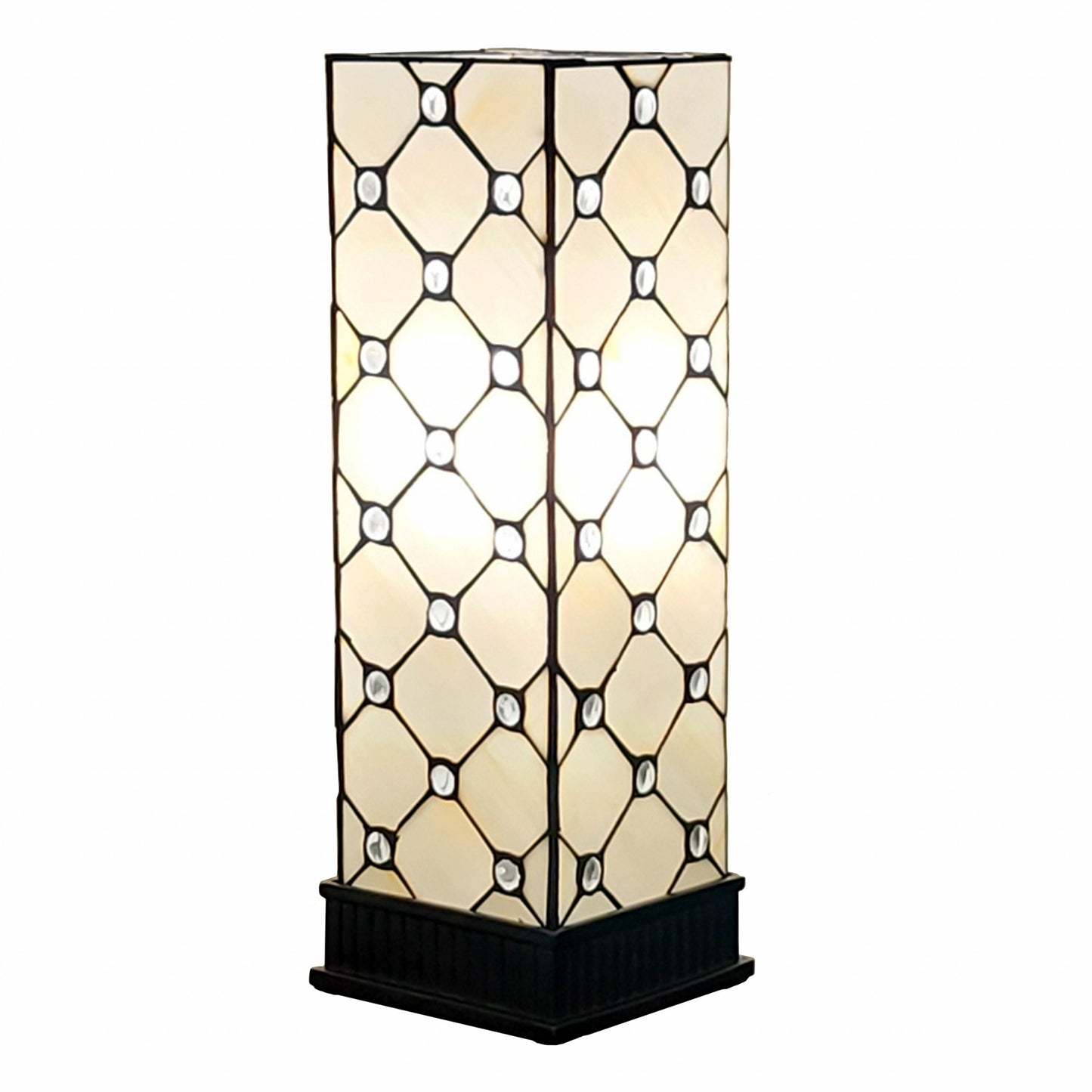 18" Tiffany Style Jeweled Dark Brown Base Table Lamp - Homeroots - Flyclothing LLC
