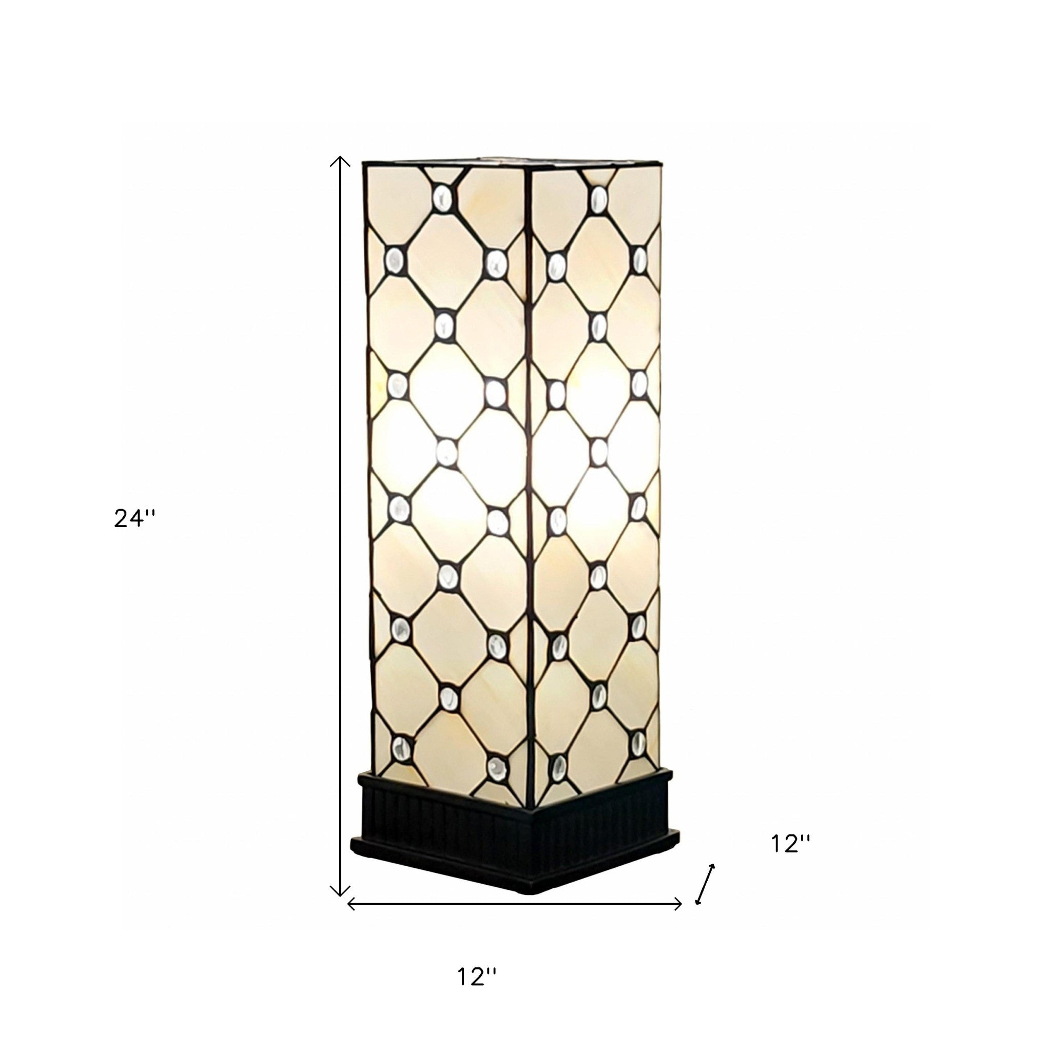 18" Tiffany Style Jeweled Dark Brown Base Table Lamp - Homeroots - Flyclothing LLC