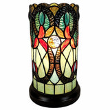 11" Beige and Orange Mosaic Tile Stained Glass Accent Lamp - Homeroots
