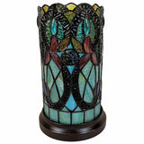11" Beige and Orange Mosaic Tile Stained Glass Accent Lamp - Homeroots - Flyclothing LLC