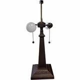 22" Dark Brown Metal Two Light Candlestick Table Lamp With Ivory Shade - Homeroots