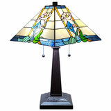 22" Dark Brown Metal Two Light Candlestick Table Lamp With Blue and Beige Shade - Homeroots - Flyclothing LLC