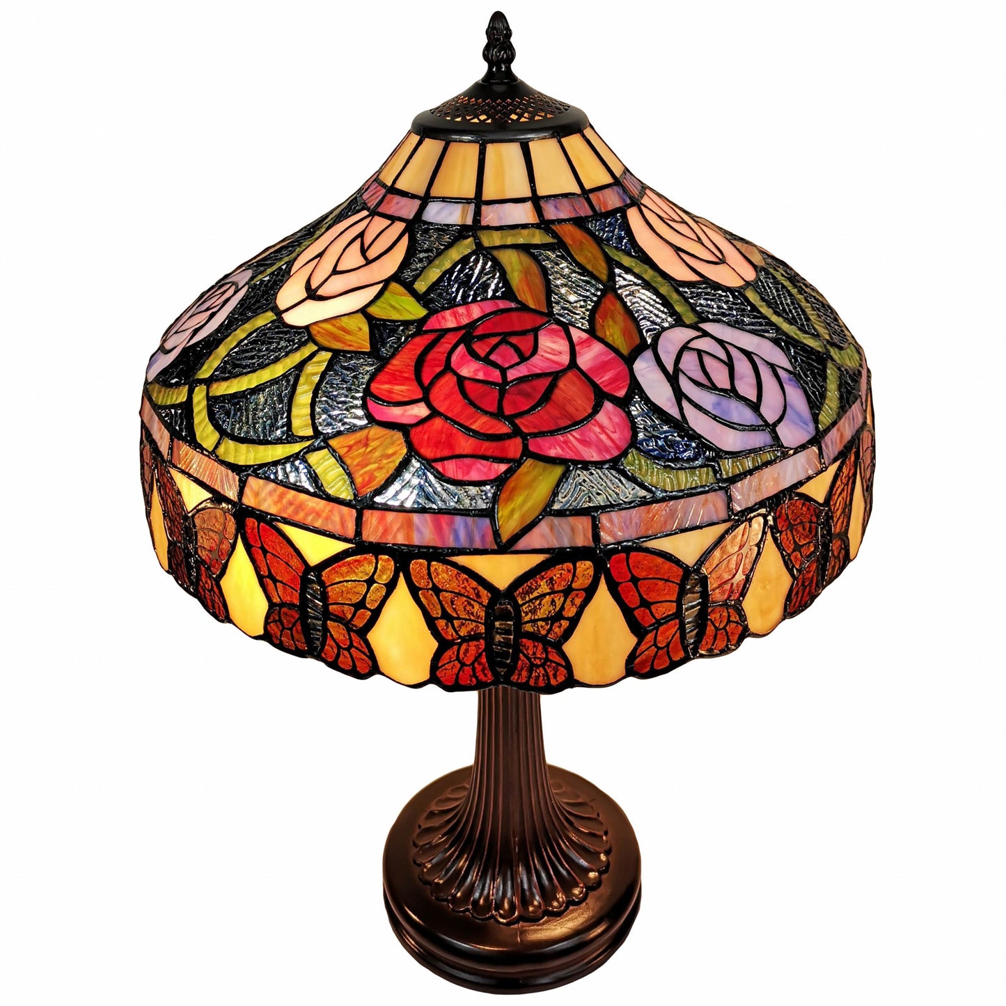 23" Dark Brown Metal Two Light Candlestick Table Lamp With Red and Black Shade - Homeroots - Flyclothing LLC
