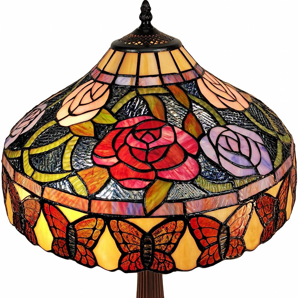 23" Dark Brown Metal Two Light Candlestick Table Lamp With Red and Black Shade - Homeroots - Flyclothing LLC