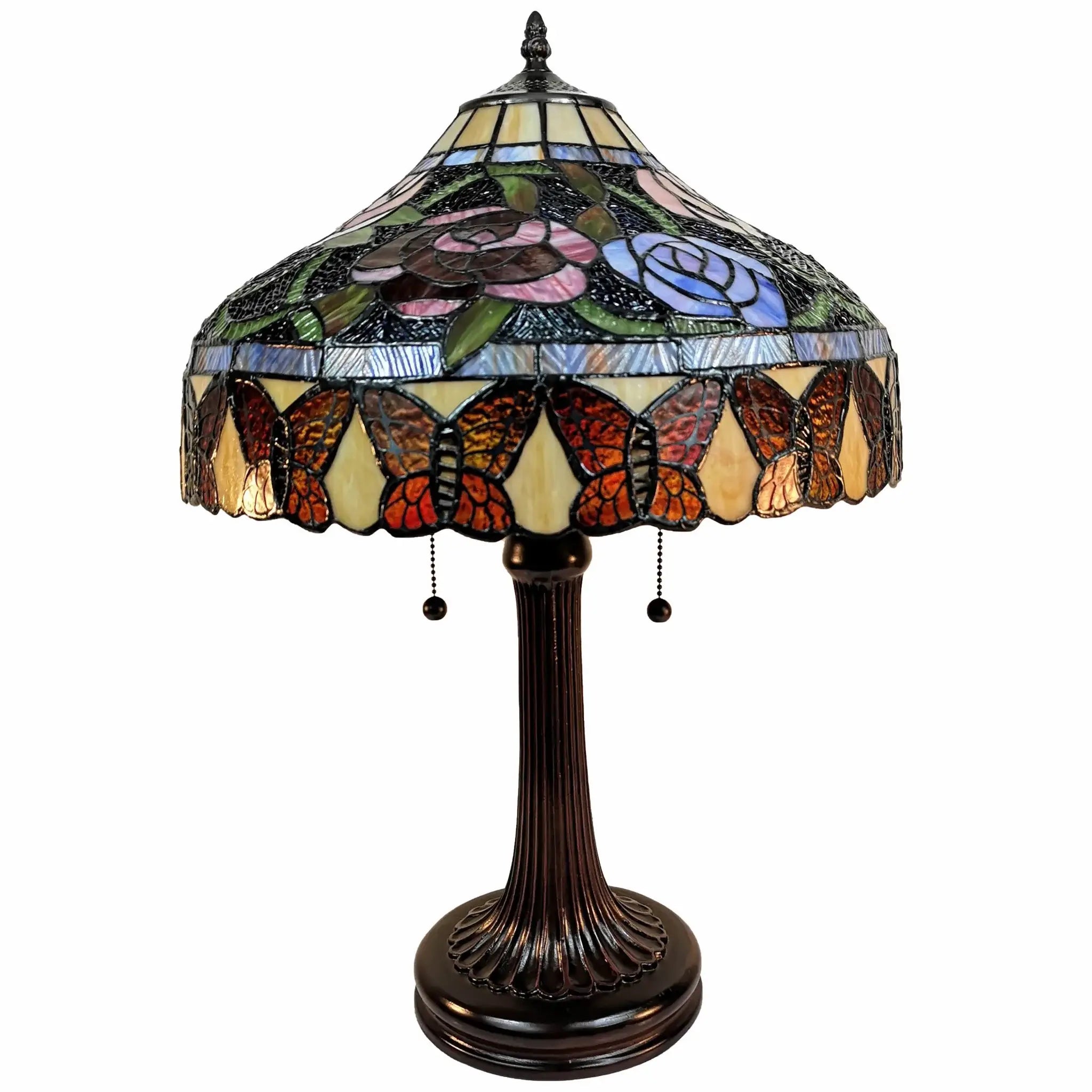 23" Dark Brown Metal Two Light Candlestick Table Lamp With Red and Black Shade - Homeroots - Flyclothing LLC