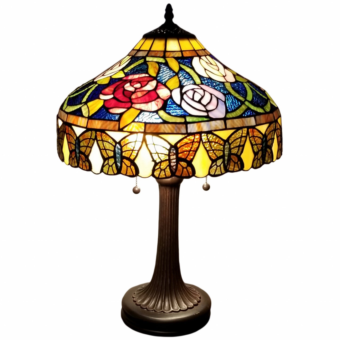 23" Dark Brown Metal Two Light Candlestick Table Lamp With Red and Black Shade - Homeroots - Flyclothing LLC