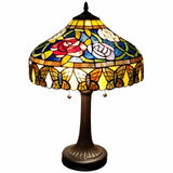 23" Dark Brown Metal Two Light Candlestick Table Lamp With Red and Black Shade - Homeroots