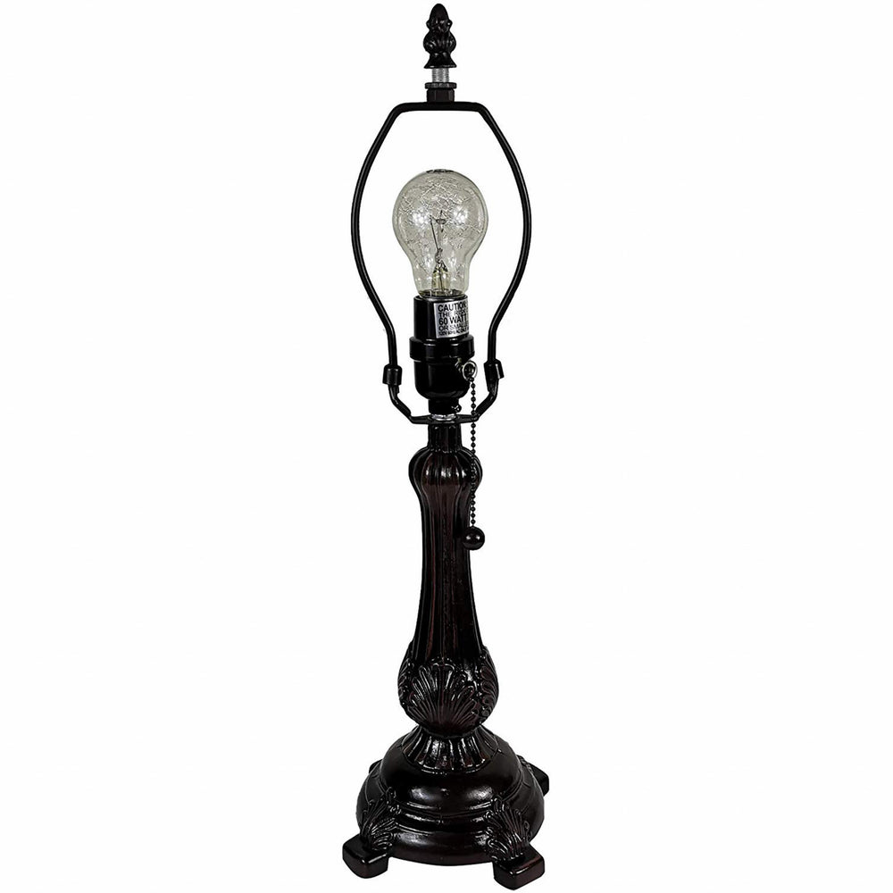 19" Dark Brown Metal Candlestick Table Lamp With Red and Black Dome Shade - Homeroots - Flyclothing LLC