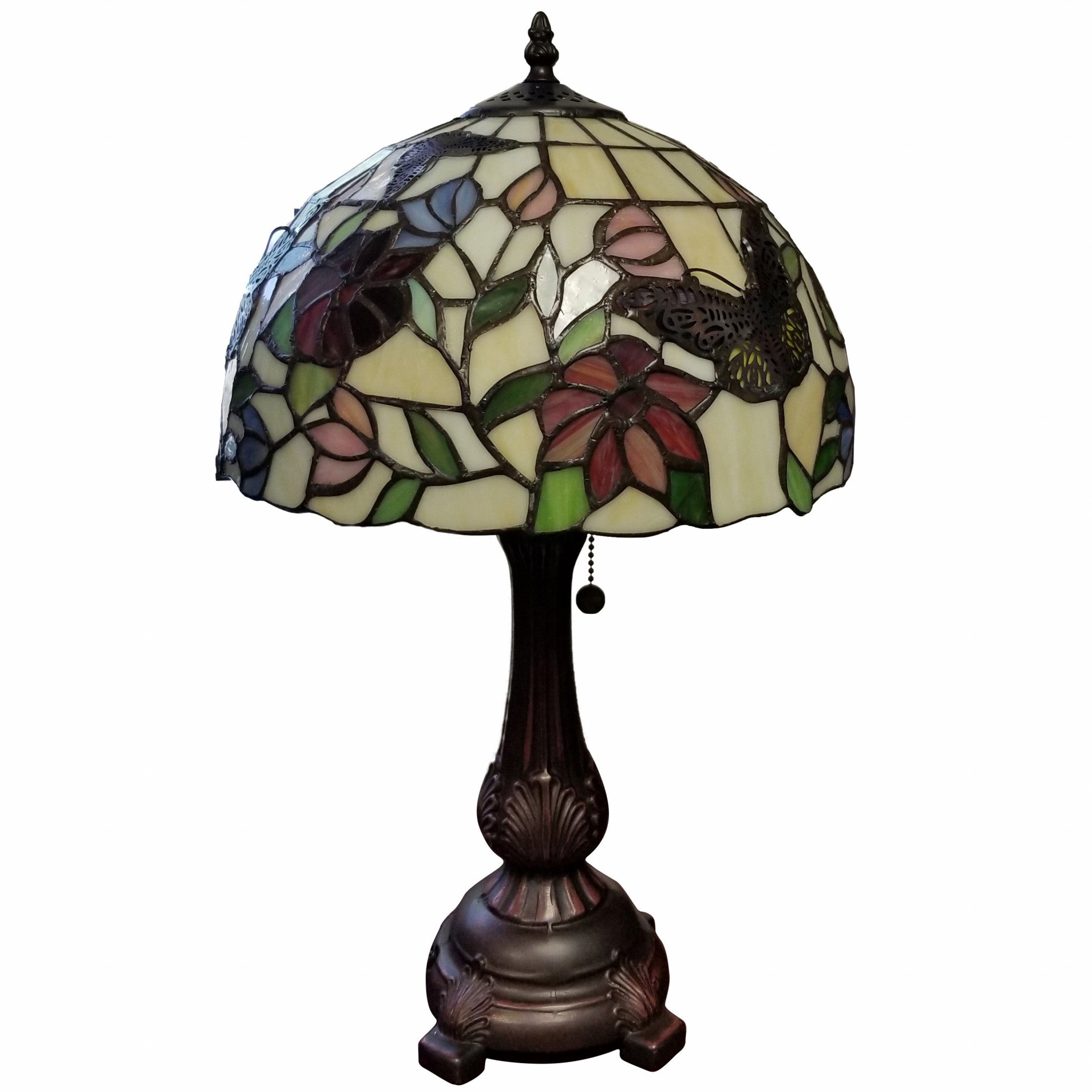 19" Dark Brown Metal Candlestick Table Lamp With Red and Black Dome Shade - Homeroots - Flyclothing LLC