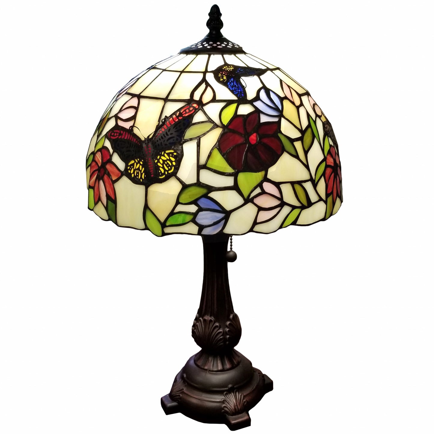 19" Dark Brown Metal Candlestick Table Lamp With Red and Black Dome Shade - Homeroots - Flyclothing LLC