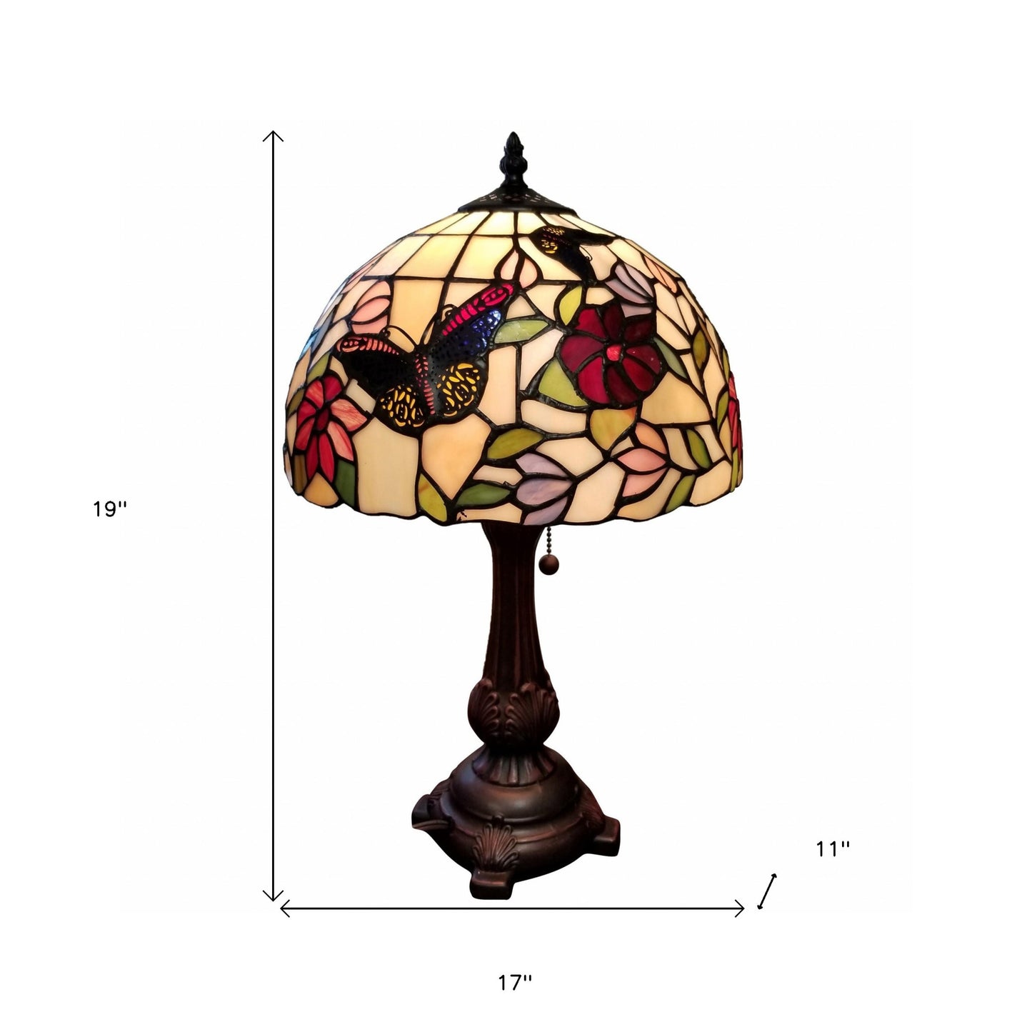 19" Dark Brown Metal Candlestick Table Lamp With Red and Black Dome Shade - Homeroots - Flyclothing LLC
