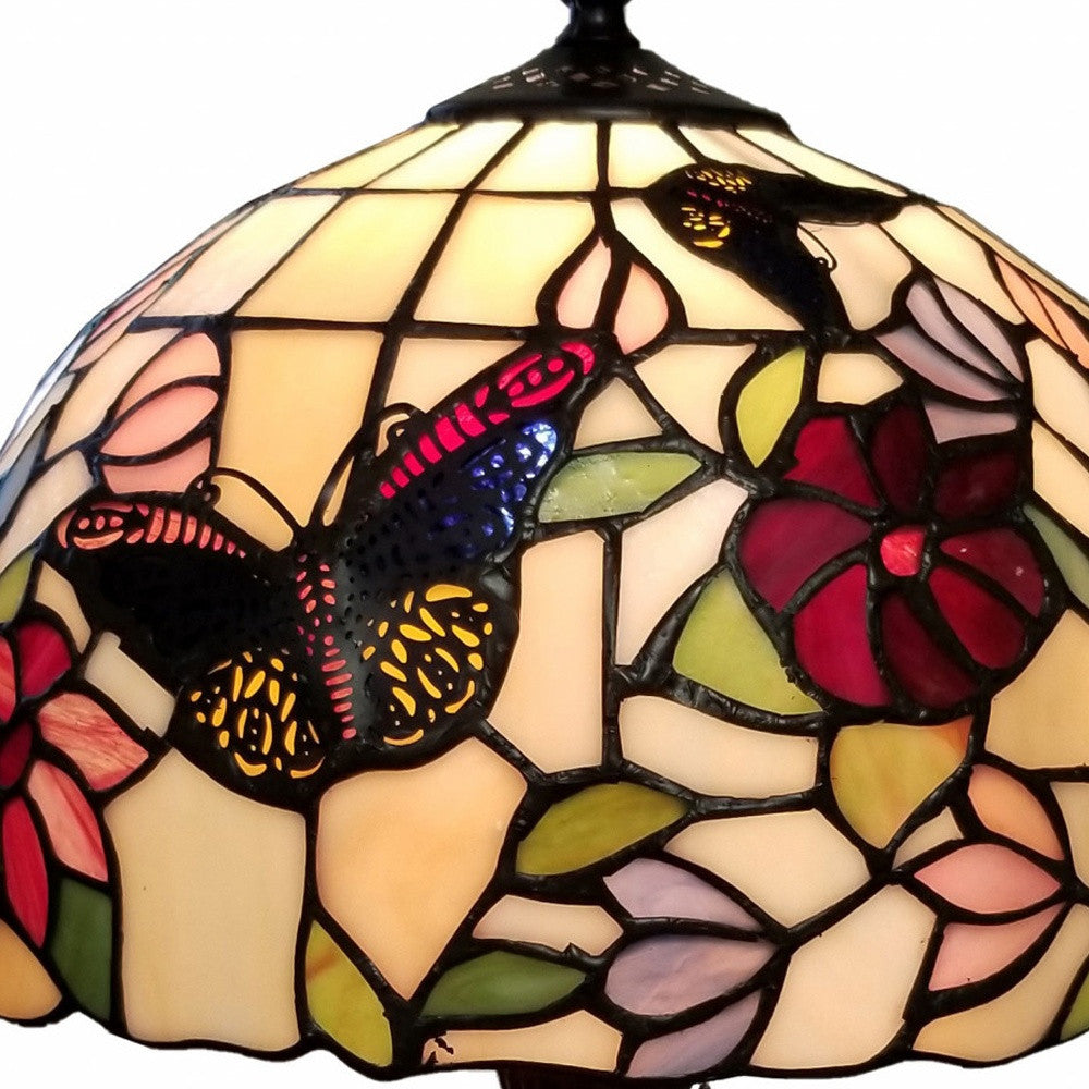 19" Dark Brown Metal Candlestick Table Lamp With Red and Black Dome Shade - Homeroots - Flyclothing LLC