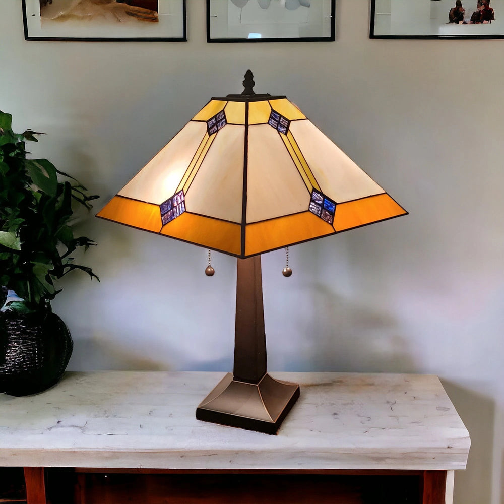 21" Dark Brown Metal Two Light Candlestick Table Lamp With Beige Shade - Homeroots