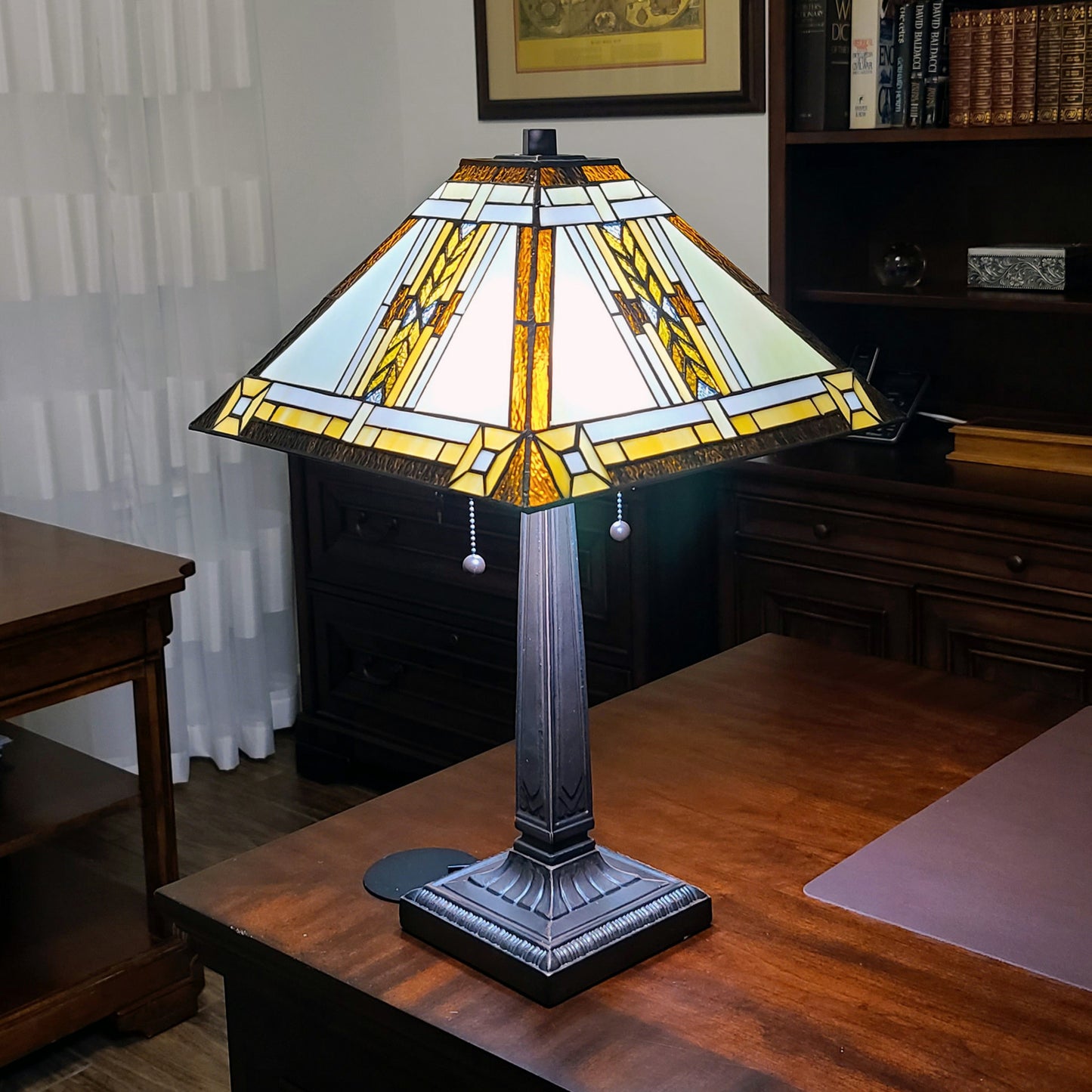 22" Dark Brown Metal Two Light Candlestick Table Lamp With Beige Shade - Homeroots - Flyclothing LLC