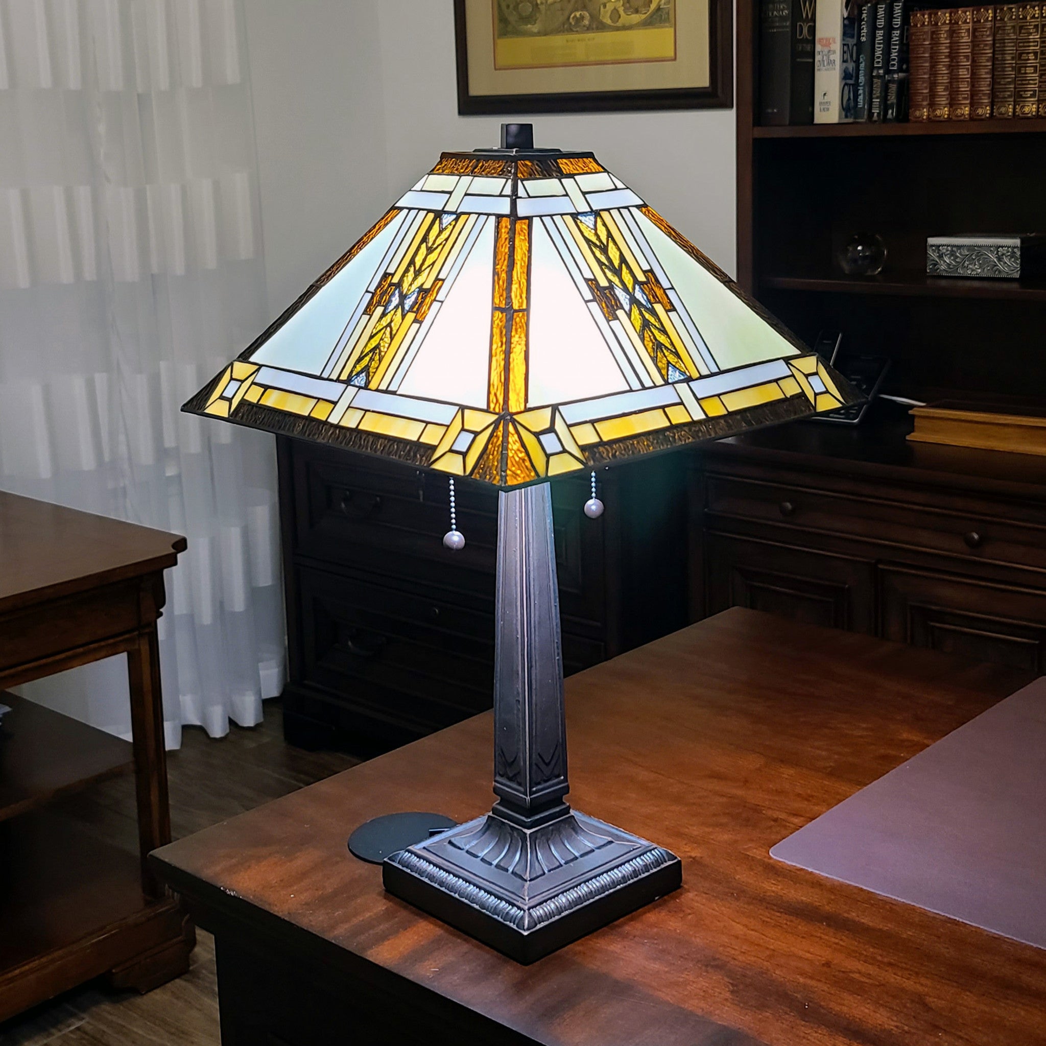 22" Dark Brown Metal Two Light Candlestick Table Lamp With Beige Shade - Homeroots - Flyclothing LLC