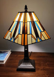15" Dark Brown Metal Candlestick Table Lamp With Orange and Ivory Empire Shade - Homeroots - Flyclothing LLC