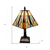 15" Dark Brown Metal Candlestick Table Lamp With Orange and Ivory Empire Shade - Homeroots - Flyclothing LLC