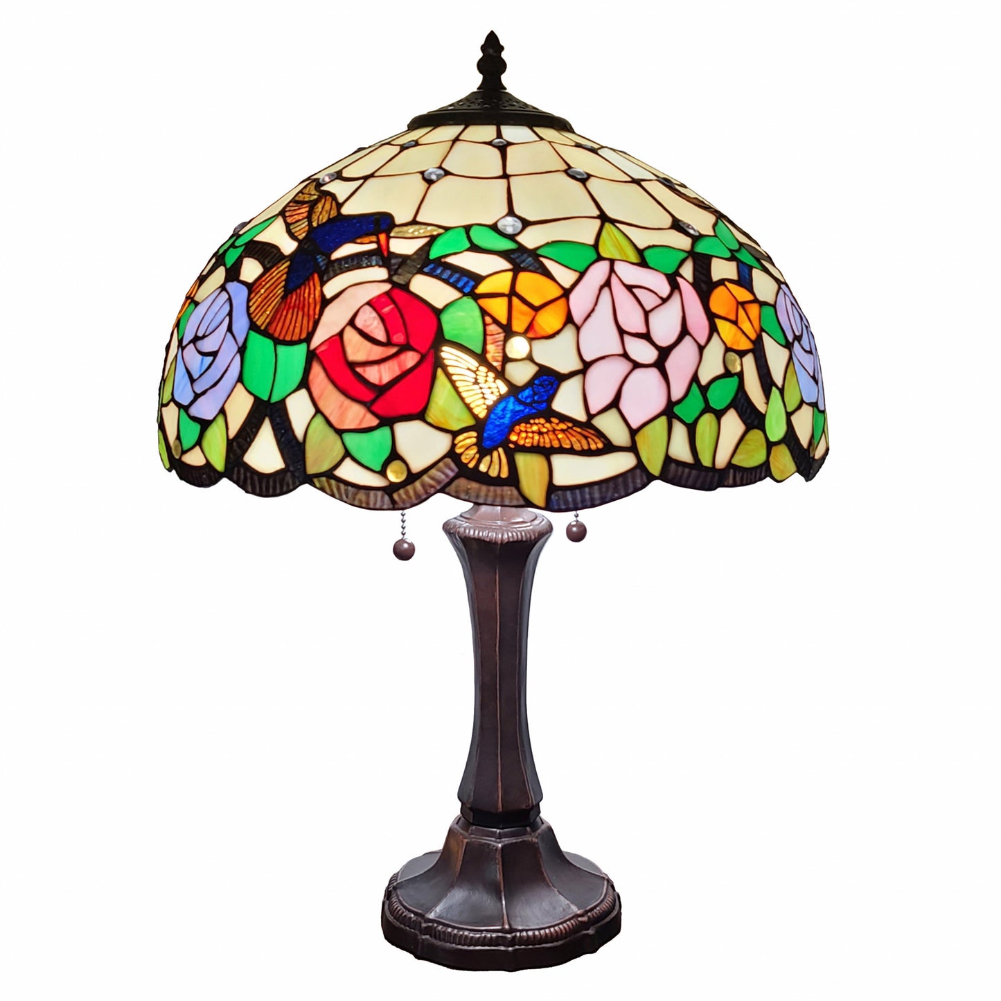 23" Dark Brown Metal Two Light Candlestick Table Lamp With Brown and Ivory Shade - Homeroots - Flyclothing LLC