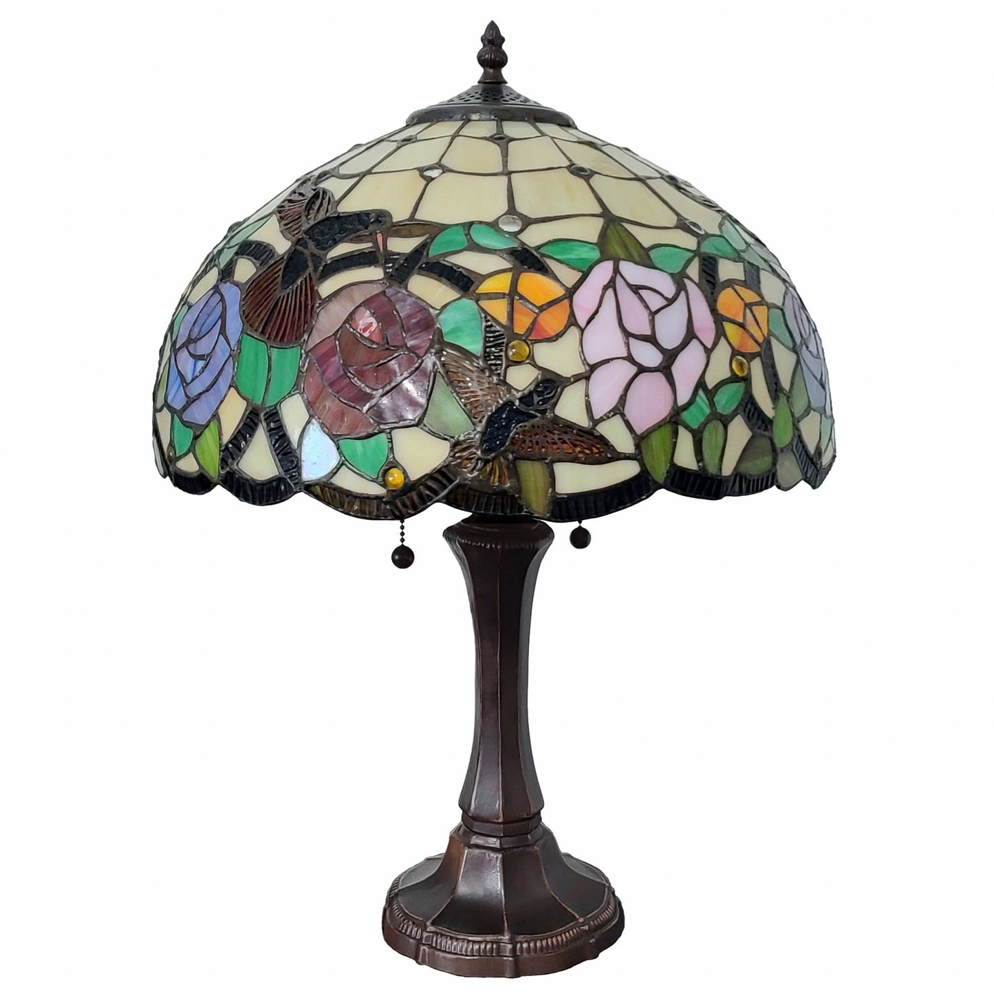 23" Dark Brown Metal Two Light Candlestick Table Lamp With Brown and Ivory Shade - Homeroots - Flyclothing LLC