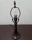 15" Dark Brown Metal Candlestick Table Lamp With Blue Dome Shade - Homeroots - Flyclothing LLC
