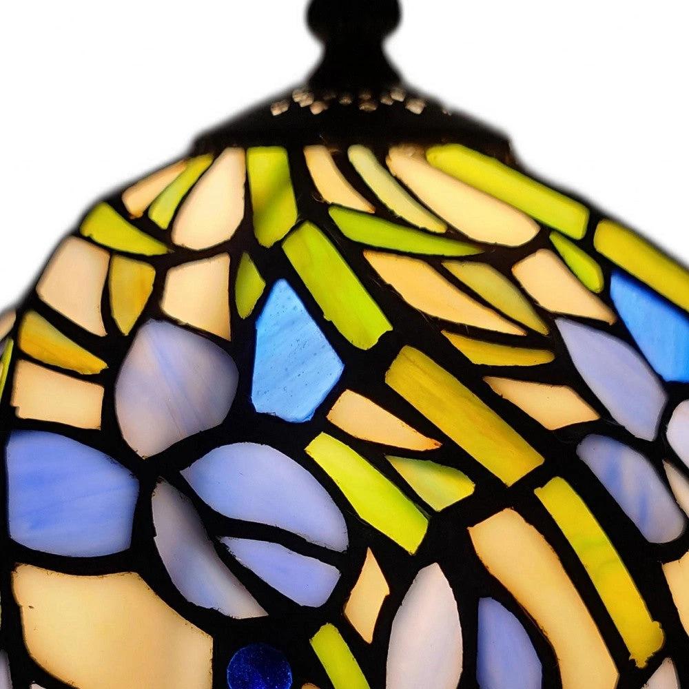 15" Dark Brown Metal Candlestick Table Lamp With Blue Dome Shade - Homeroots - Flyclothing LLC